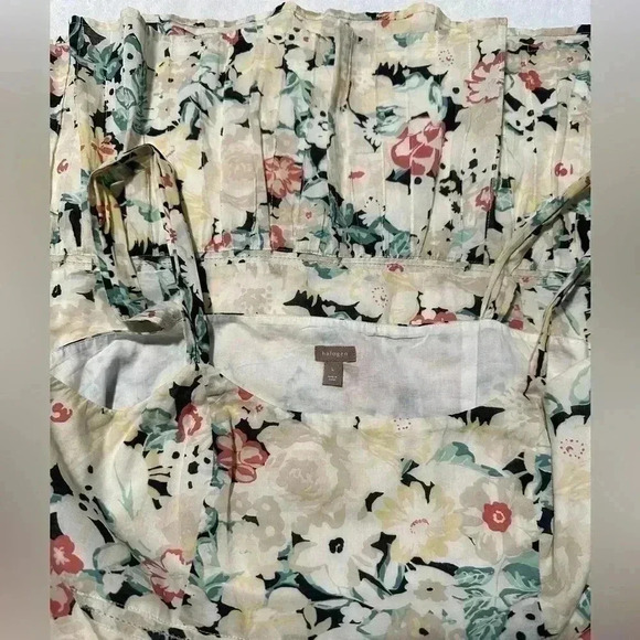 Halogen Women’s Romantic Floral Print Cotton Midi Dress Empire Waist Size L - Picture 2 of 14